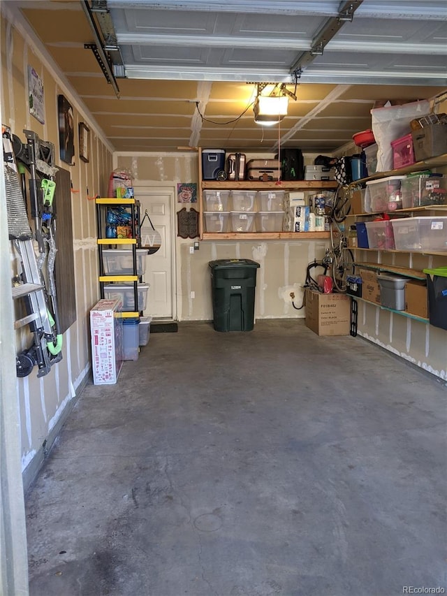 garage with a garage door opener