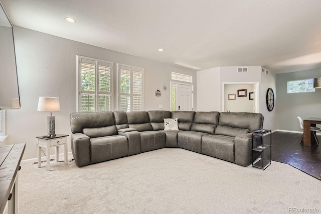 9523 Gray Ct, Westminster, CO 80031 - living area featuring healthy amount of natural light, carpet, and recessed lighting