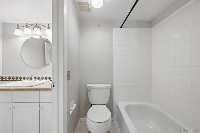 9797 E Peakview Ave Unit C10, Englewood, CO 80111 - bathroom with vanity, toilet, shower / bath combination, and backsplash
