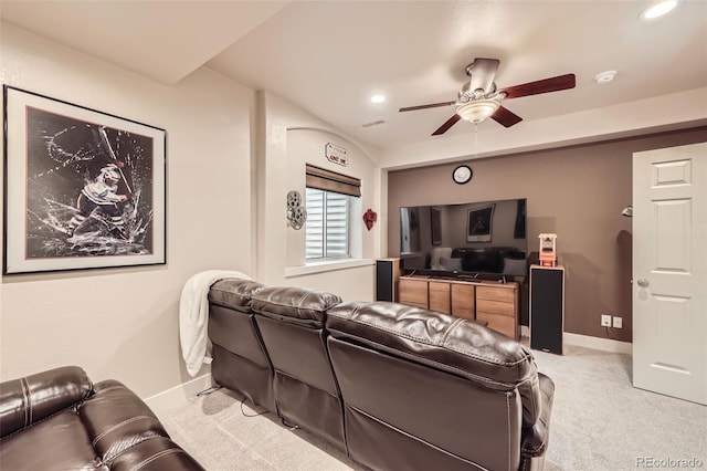 12693 W 82nd Ln, Arvada, CO 80005 - living area featuring carpet flooring, ceiling fan, baseboards, and recessed lighting