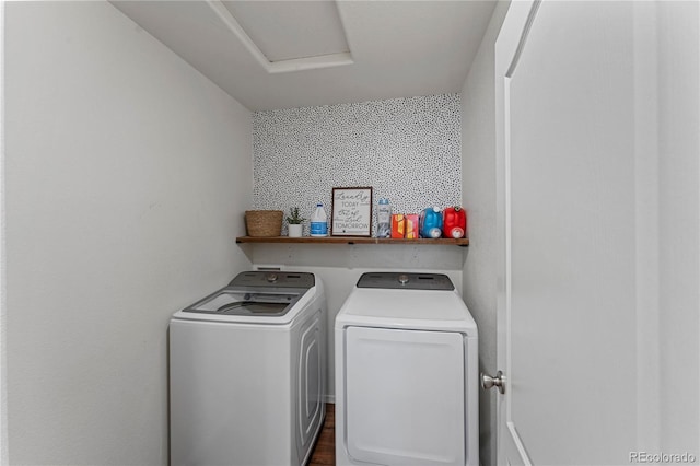 washroom featuring laundry area and washer and clothes dryer