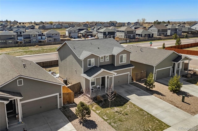 bird's eye view with a residential view