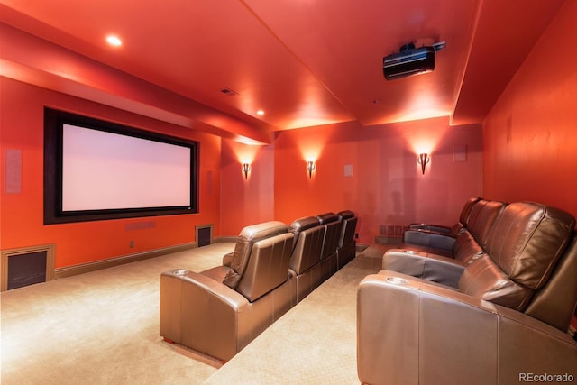5810 Amber Ridge Dr, Castle Pines, CO 80108 - carpeted home theater room with recessed lighting and baseboards