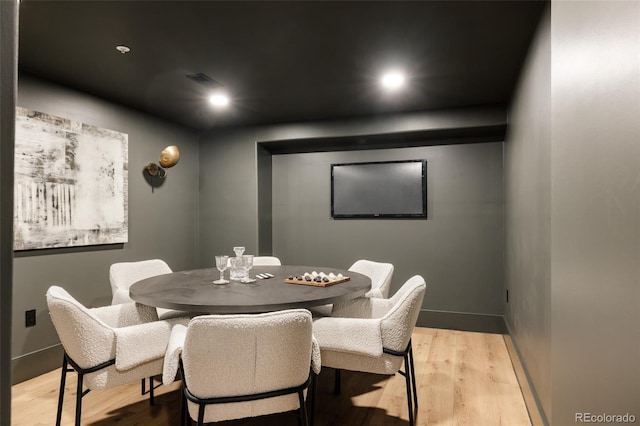 8937 Little Raven Trl, Niwot, CO 80503 - dining space featuring wood finished floors and recessed lighting