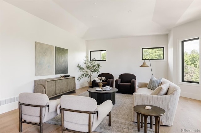 8937 Little Raven Trl, Niwot, CO 80503 - living room featuring light wood-type flooring, healthy amount of natural light, and lofted ceiling