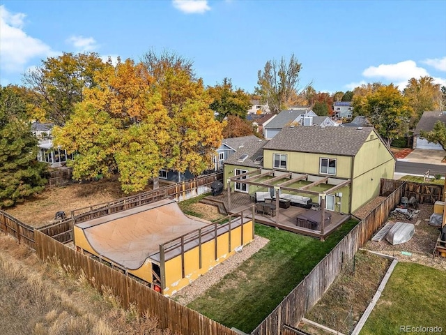 drone / aerial view with a residential view