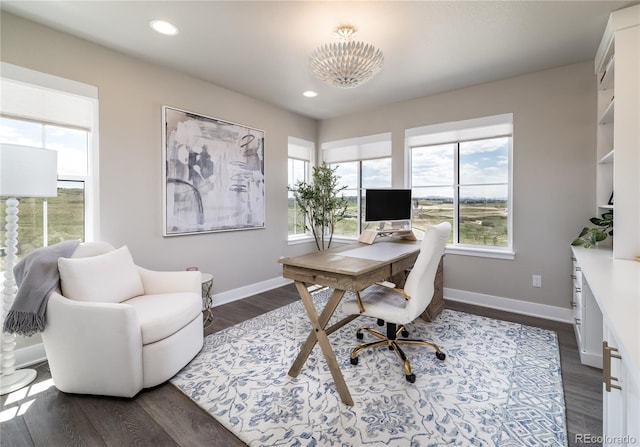6235 Stable View St, Castle Pines, CO 80108 - office space featuring recessed lighting and dark wood-style flooring