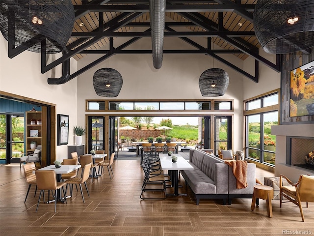 6235 Stable View St, Castle Pines, CO 80108 - lobby with a towering ceiling and beam ceiling