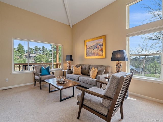 3173 Gold Yarrow Ln, Evergreen, CO 80439 - living room featuring baseboards, visible vents, and plenty of natural light