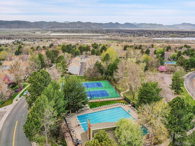 aerial view featuring a mountain view