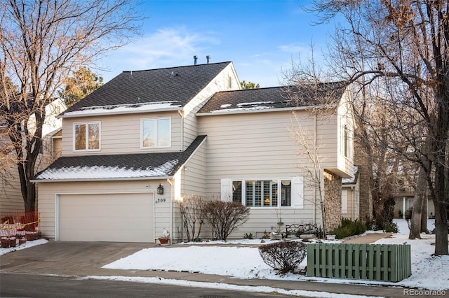 view of front property with a garage