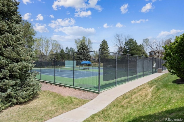 7942 S Vincennes Way, Centennial, CO 80112 - view of tennis court with a yard and fence