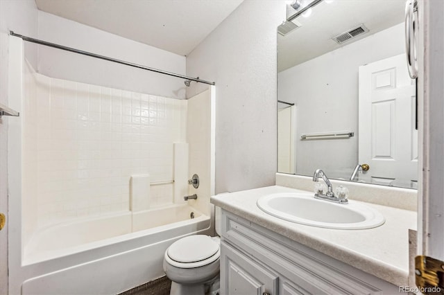 full bathroom featuring vanity, toilet, and shower / bath combination