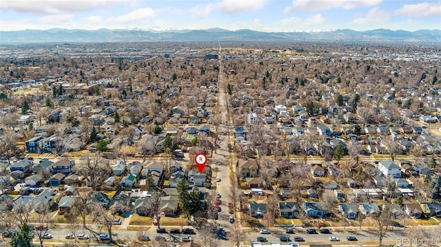 bird's eye view with a mountain view and a residential view