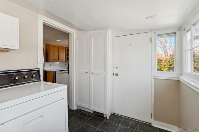 laundry room with cabinet space and washer / dryer