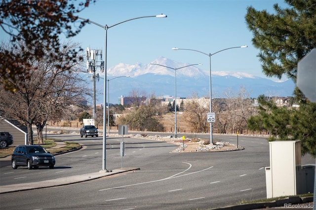 view of street with a mountain view