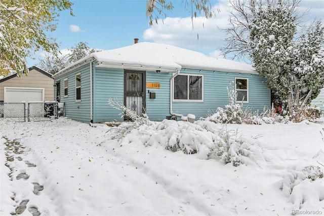 view of snow covered property