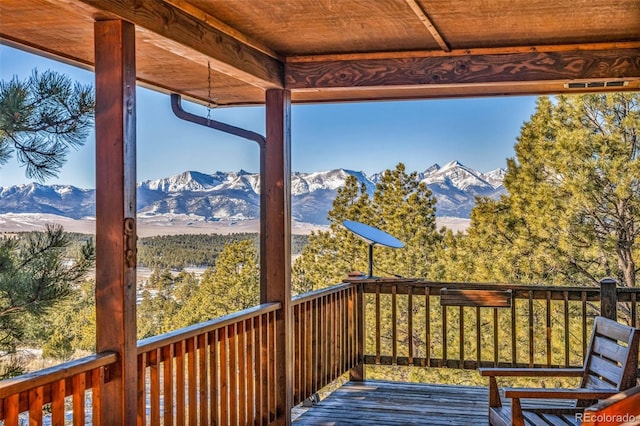820 Schulze Ranch Rd, Westcliffe, CO 81252 - wooden terrace featuring a mountain view