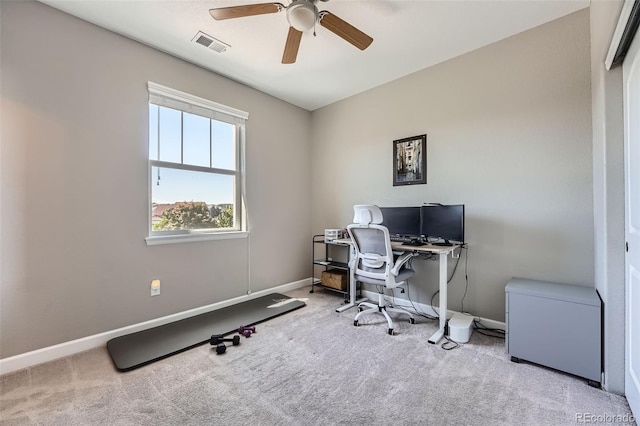 5923 S Jamestown Ct, Aurora, CO 80016 - office area featuring carpet flooring and ceiling fan