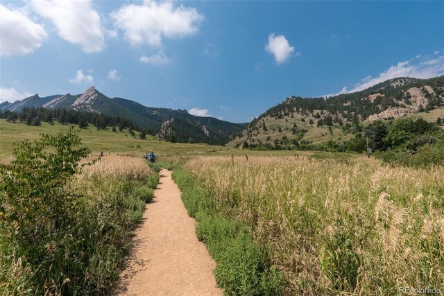 mountain view featuring a rural view