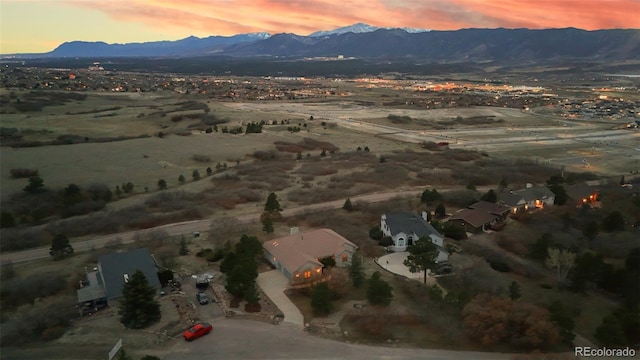 265 Ox Yoke Way, Monument, CO 80132 - aerial view at dusk of a mountain view