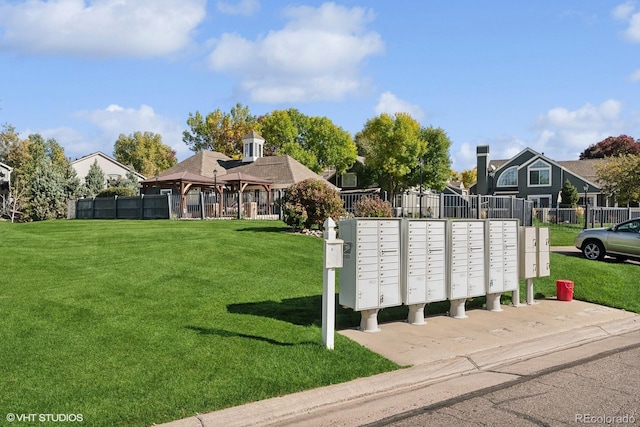 surrounding community featuring a mail area and a lawn