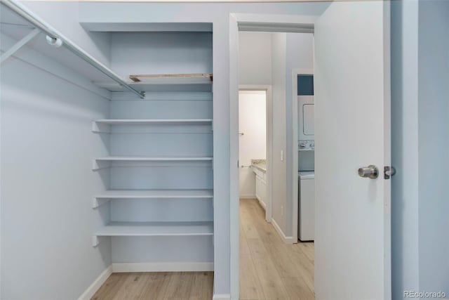 spacious closet featuring light wood-type flooring