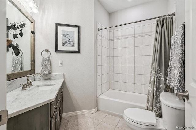 4185 Cheyenne Dr, Larkspur, CO 80118 - full bath with vanity, toilet, tile patterned floors, shower / tub combo, and baseboards