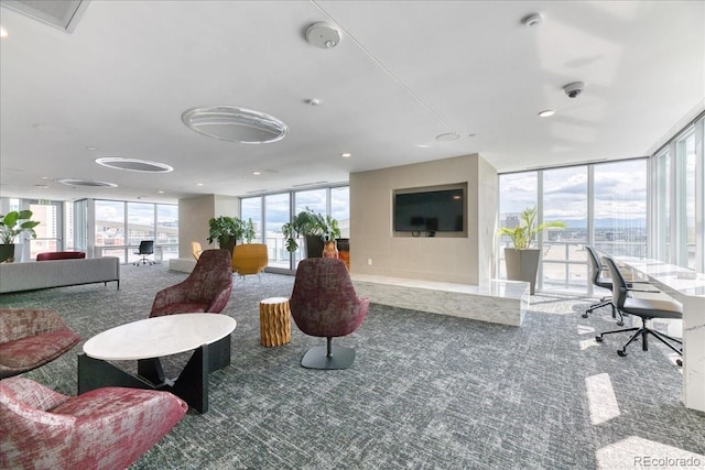 891 14th St Unit 2002, Denver, CO 80202 - community lobby with a wall of windows and recessed lighting