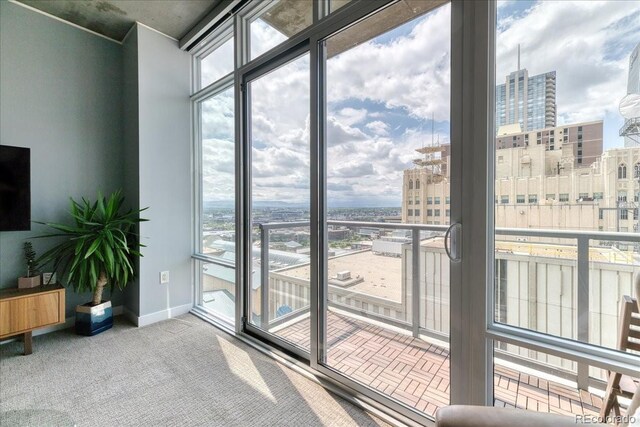 891 14th St Unit 2002, Denver, CO 80202 - interior space featuring a view of city, plenty of natural light, carpet floors, and baseboards