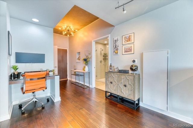891 14th St Unit 2002, Denver, CO 80202 - office area featuring hardwood / wood-style flooring, baseboards, and recessed lighting