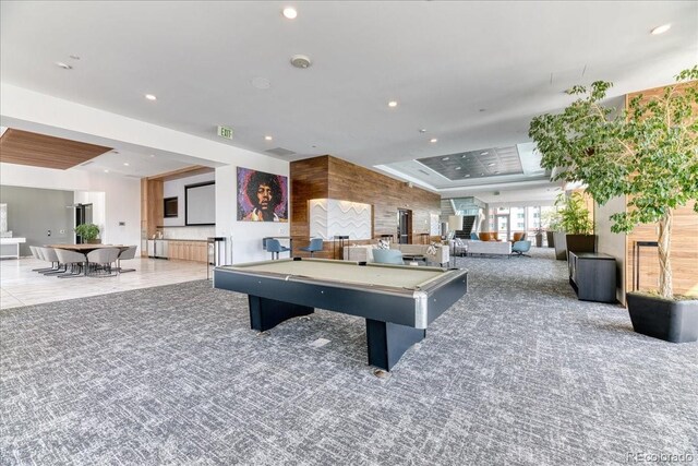 891 14th St Unit 2002, Denver, CO 80202 - playroom featuring billiards table, recessed lighting, and carpet floors