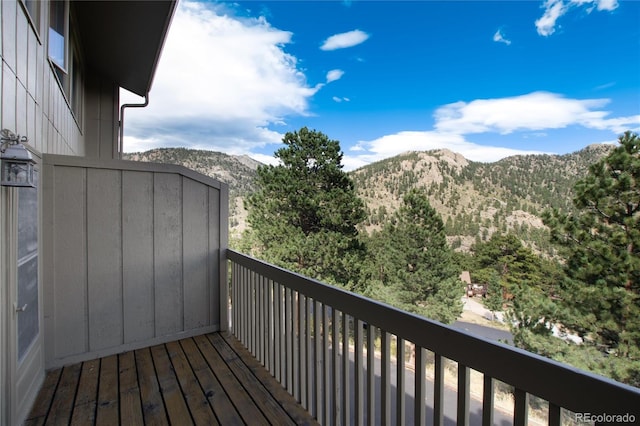 deck featuring a mountain view