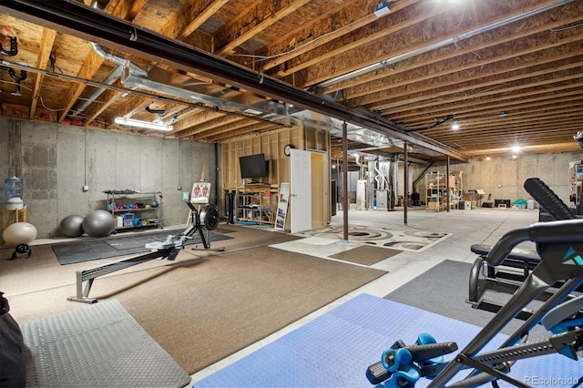 workout area with water heater