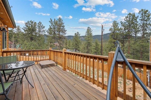 332 Harris St, Bailey, CO 80421 - wooden deck featuring a mountain view