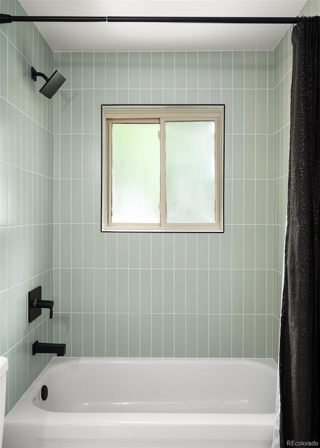 19424 Silver Ranch Rd, Conifer, CO 80433 - bathroom featuring shower / bath combination with curtain