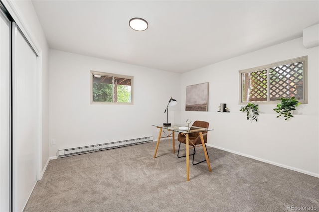 19424 Silver Ranch Rd, Conifer, CO 80433 - carpeted office with baseboard heating and baseboards