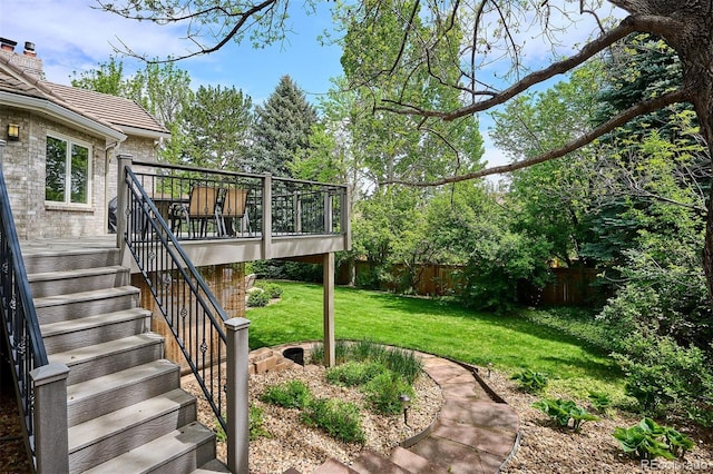 5320 S Geneva St, Englewood, CO 80111 - view of yard featuring stairway and a wooden deck