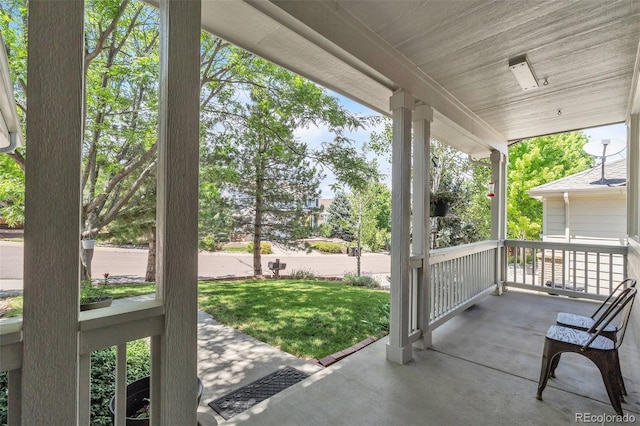 750 Deer Clover Cir, Castle Pines, CO 80108 - porch featuring a yard