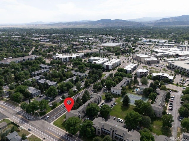 512 E Monroe Dr Unit D438, Fort Collins, CO 80525 - aerial view of property and surrounding area with a mountain backdrop