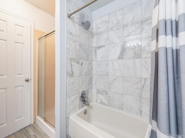 full bath featuring wood finished floors