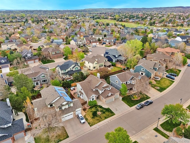 aerial view with a residential view