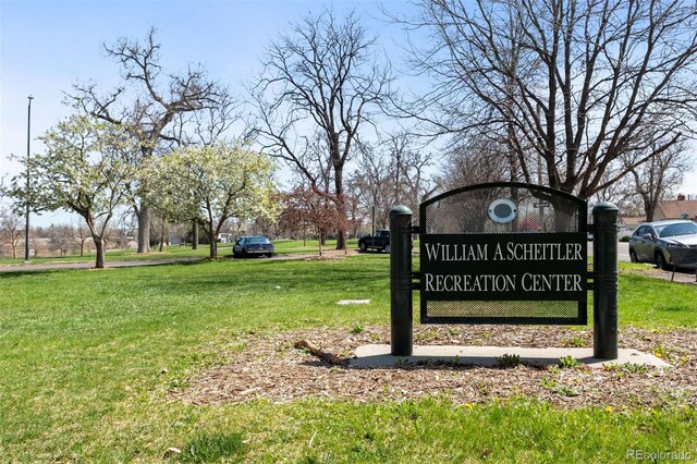 3842 Zenobia St, Denver, CO 80212 - community / neighborhood sign featuring a lawn