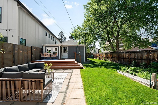 3842 Zenobia St, Denver, CO 80212 - view of yard featuring a deck and an outdoor hangout area