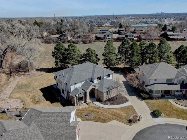 aerial view with a residential view