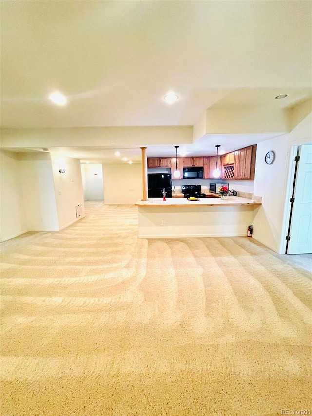 16866 E Peakview Ave, Aurora, CO 80016 - unfurnished living room with light colored carpet and recessed lighting