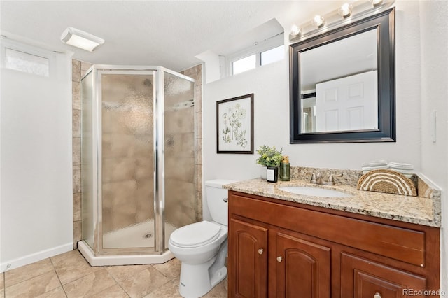 1691 Roslyn St, Denver, CO 80220 - full bath with a shower stall, vanity, toilet, and tile patterned floors