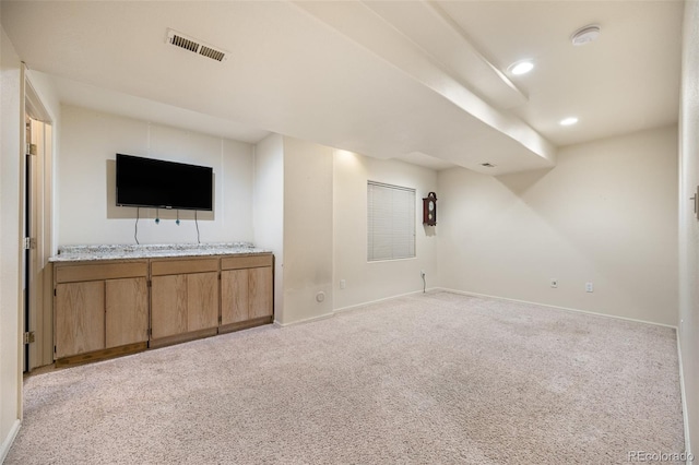 13313 Elizabeth St, Thornton, CO 80241 - unfurnished living room with light colored carpet and recessed lighting