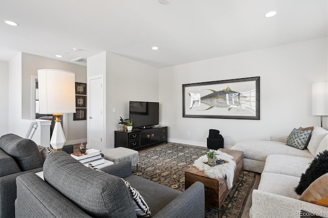 888 S Valentia St Unit 20-101, Denver, CO 80247 - living room featuring recessed lighting and wood finished floors