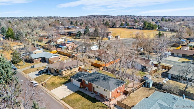 bird's eye view with a residential view